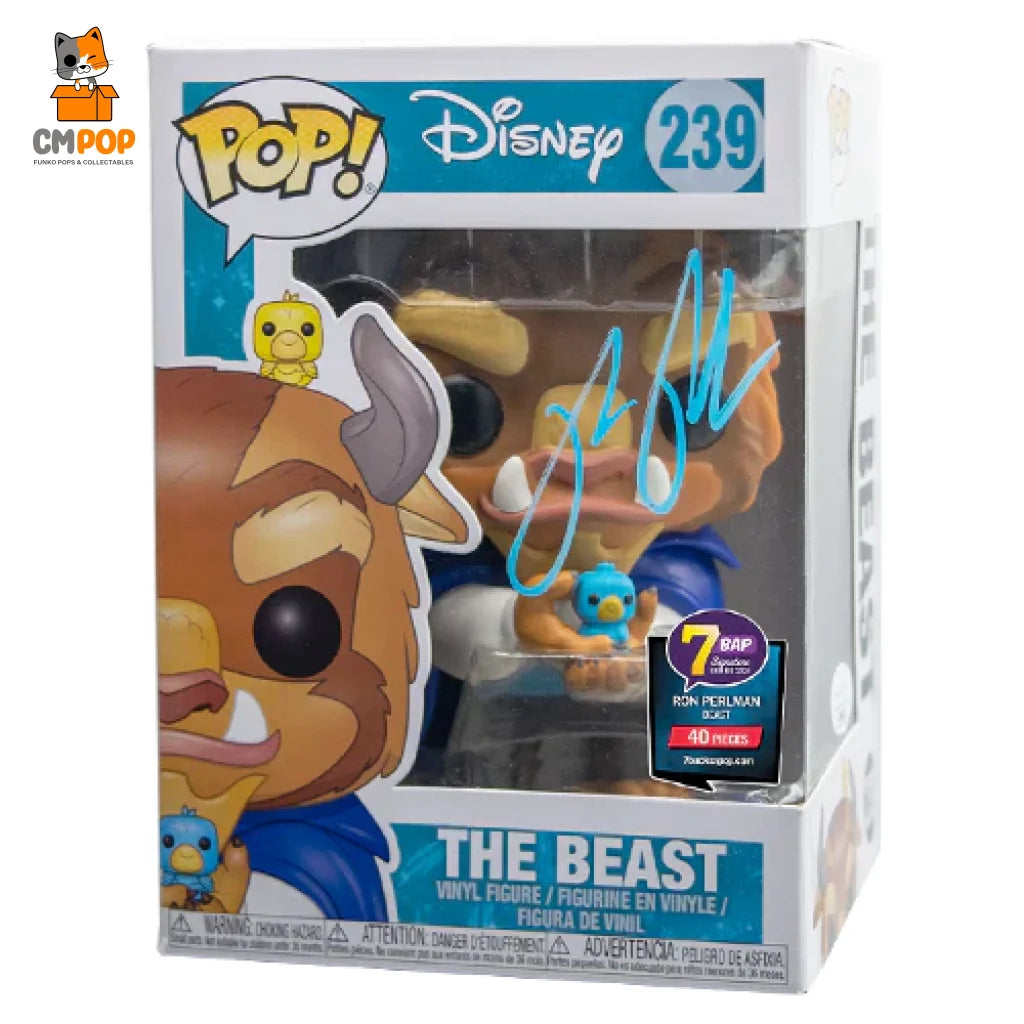 Beast - #239 Funko Pop! Disney Beauty And The 1987 Tv Series Signed By Ron Perlman (40 Pcs)