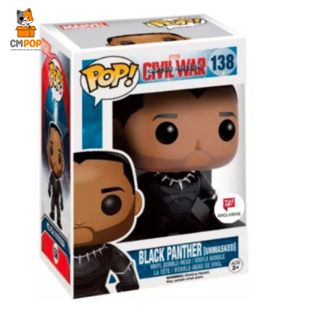 Black Panther (Unmasked) - #138 Funko Pop! Marvel Civil War Walmart Exclusive Pop