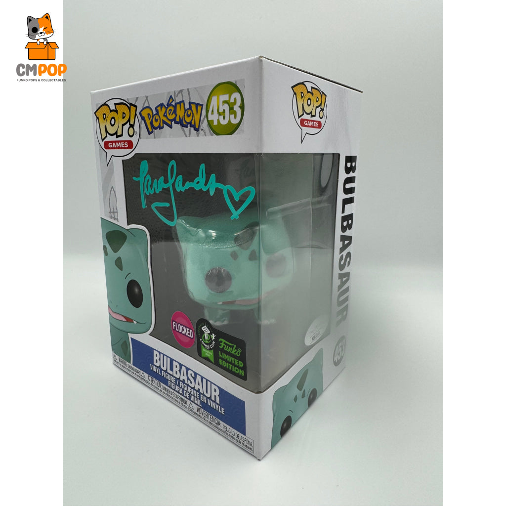 Bulbasaur- #453 - Funko Pop! Pokemon -Flocked Signed By Tara Sands Certified Pop