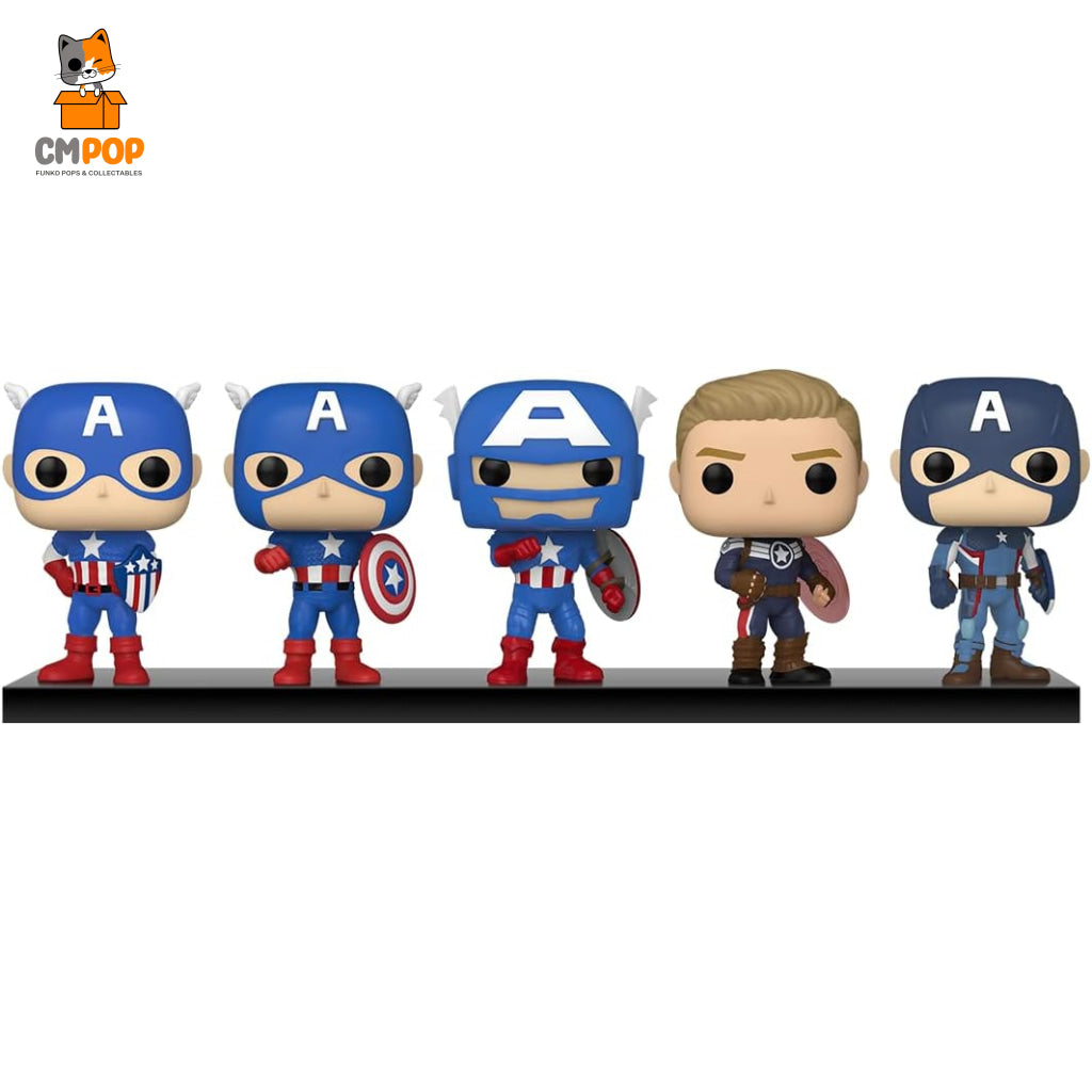 Captain America 5 Pack - Through The Ages Year Of Shield Funko Pop! Marvel Amazon Exclusive Pop