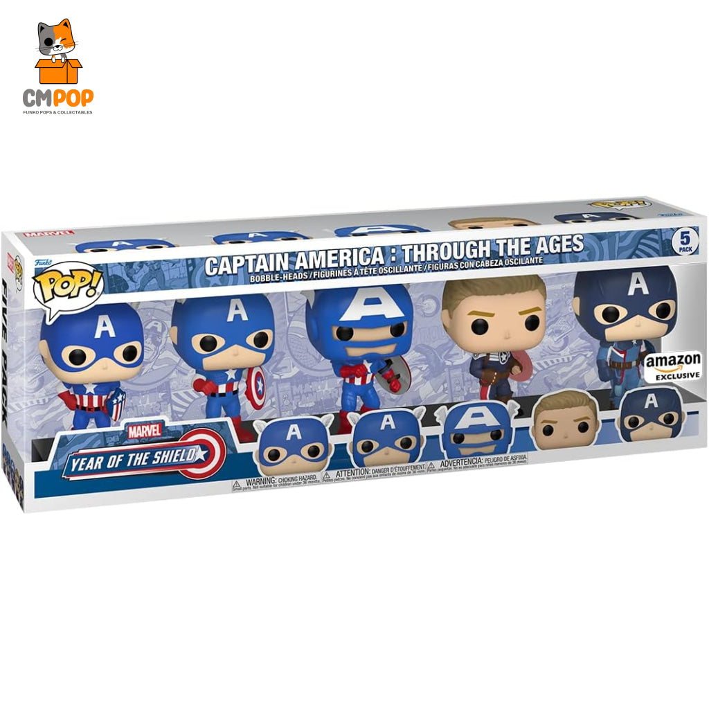 Captain America 5 Pack - Through The Ages Year Of Shield Funko Pop! Marvel Amazon Exclusive Pop