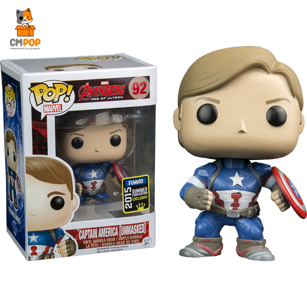 Captain America (Unmasked) - #92 Funko Pop! Marvel Avengers 2015 Convention Exclusive Pop