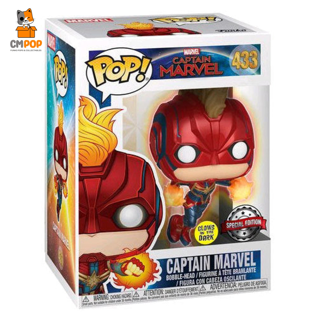 Captain Marvel - #433 Funko Pop! Gitd Special Edition Exclusive Pop