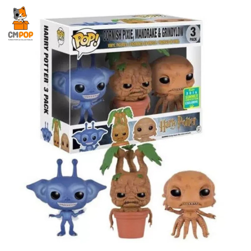 Cornish Pixie Mandrake & Grindylow - 3 Pack Funko Pop! Harry Potter 2016 Summer Convention Exclusive