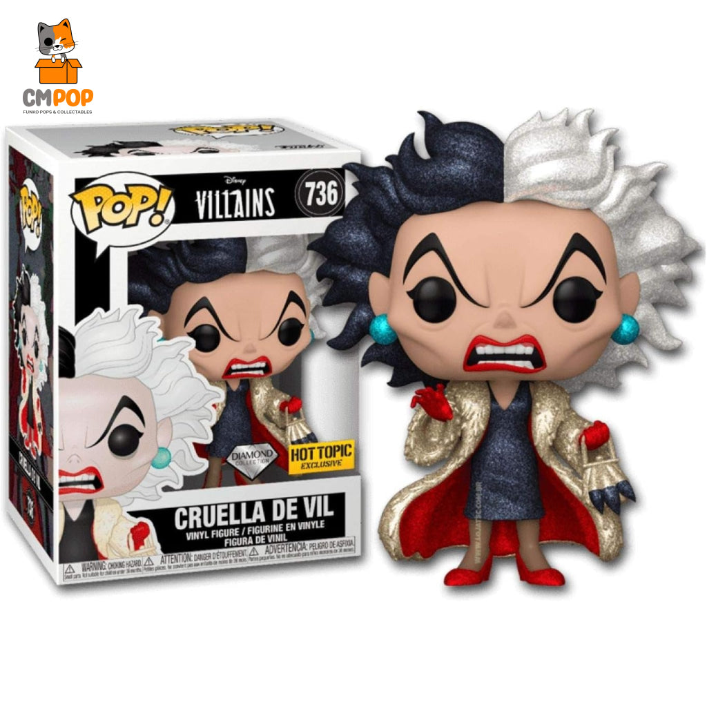 Cruella De Vil- #736 - Funko Pop! Disney Villains 101 Dalmatians Diamond Collection Hot Topic