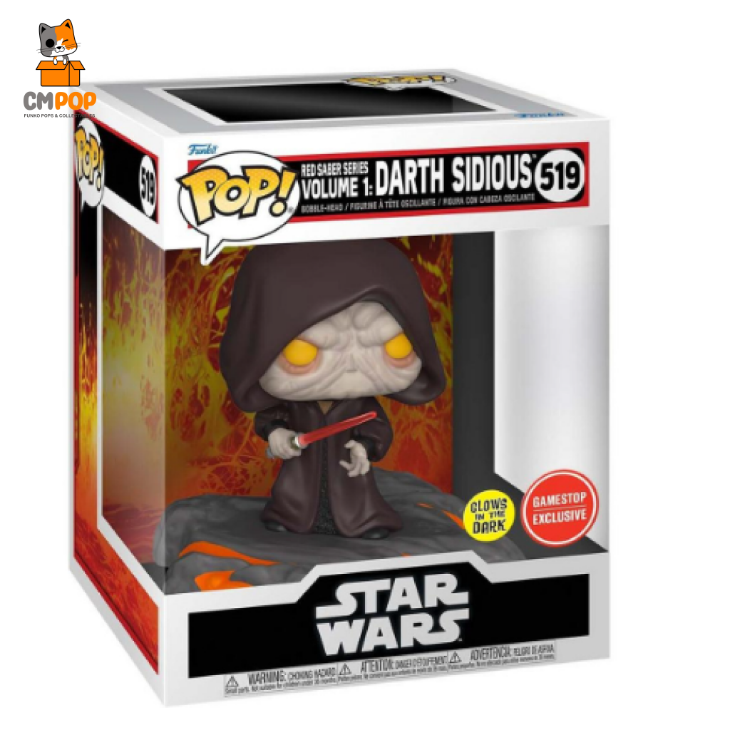 Darth Sidious - Star Wars Red Saber Series 1 #519 Funko Pop! Gitd -Gamestop Exclusive Pop