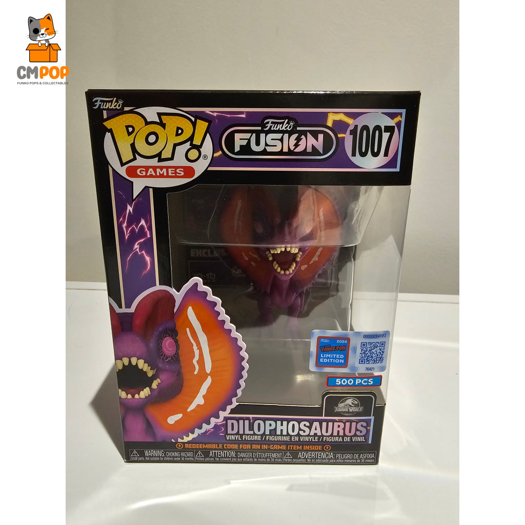 Dilophosarus - #1007 Funko Fusion Jurassic World Le 500 Piece Nycc Con Stickered Exclusive Pop