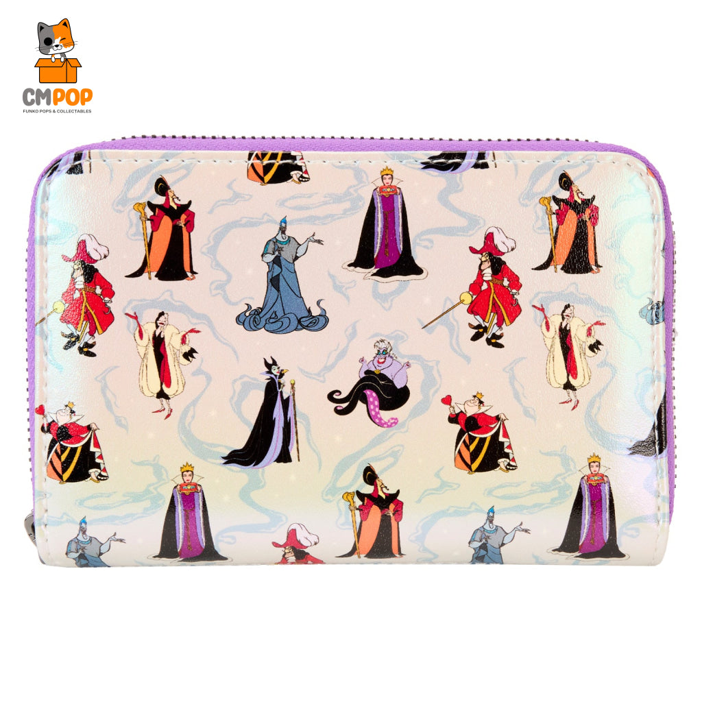 Disney Villains Aop Iridescent Zip Around Wallet - Loungefly