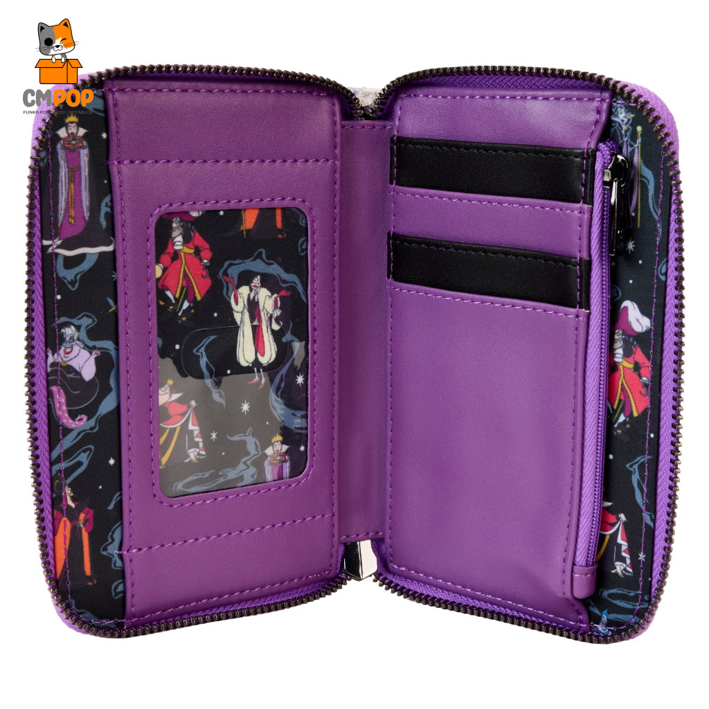 Disney Villains Aop Iridescent Zip Around Wallet - Loungefly