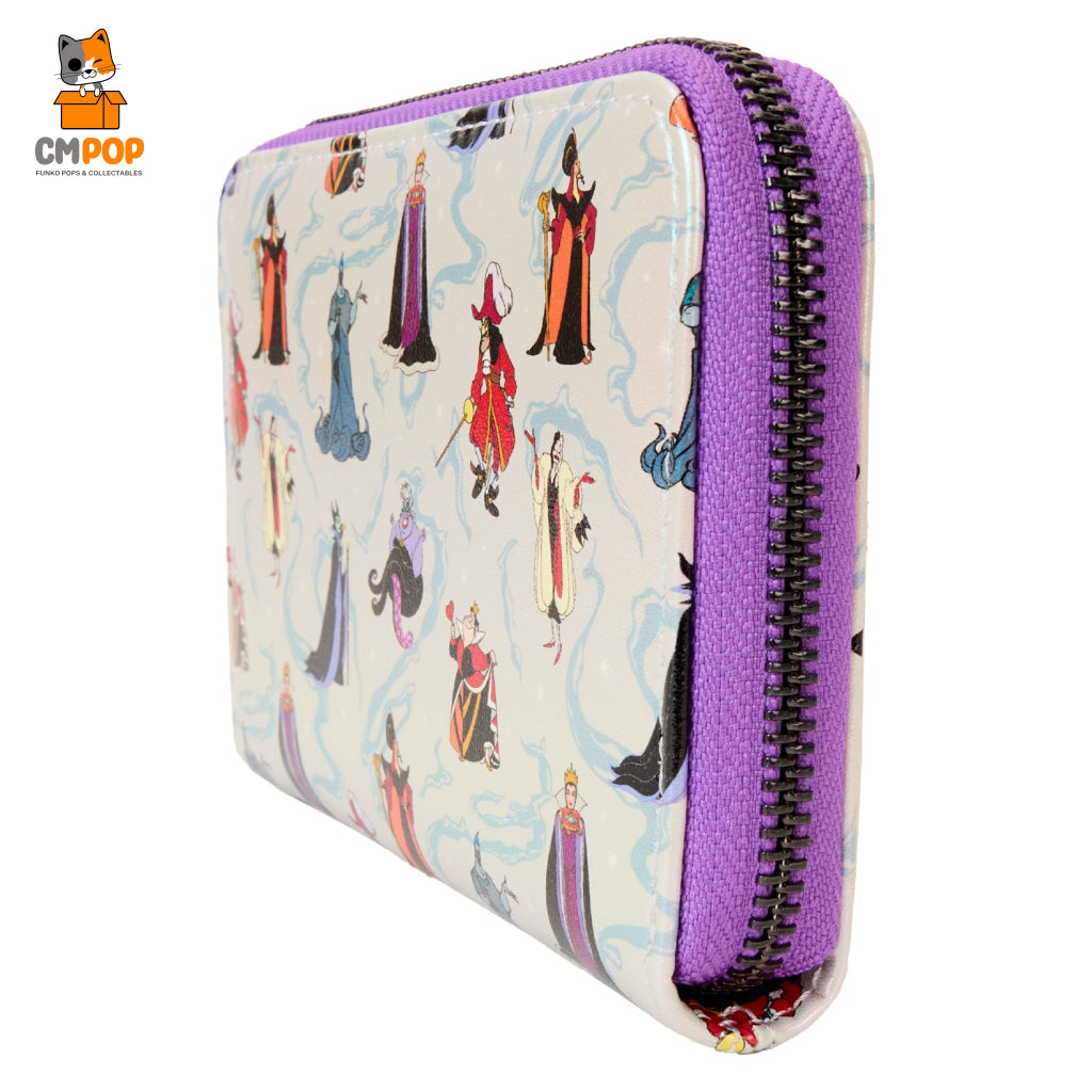 Disney Villains Aop Iridescent Zip Around Wallet - Loungefly