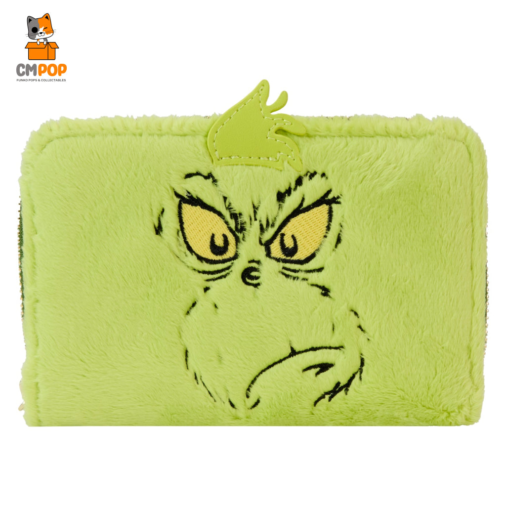 Dr Seuss Plush Grinch Glow Cosplay Zip Around Wallet - Loungefly