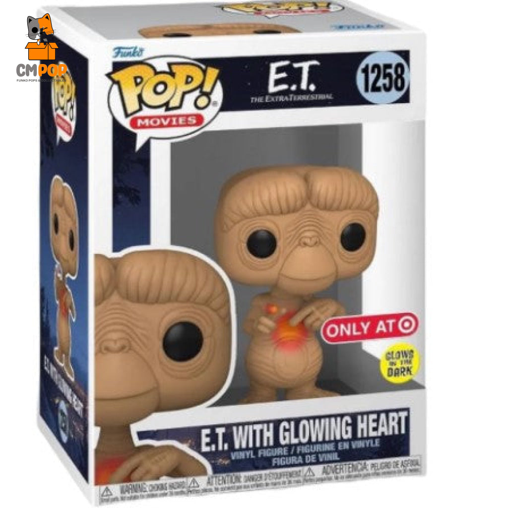 E.t With Glowing Heart - #1258- Funko Pop! Glows In Dark Target Exclusive Pop