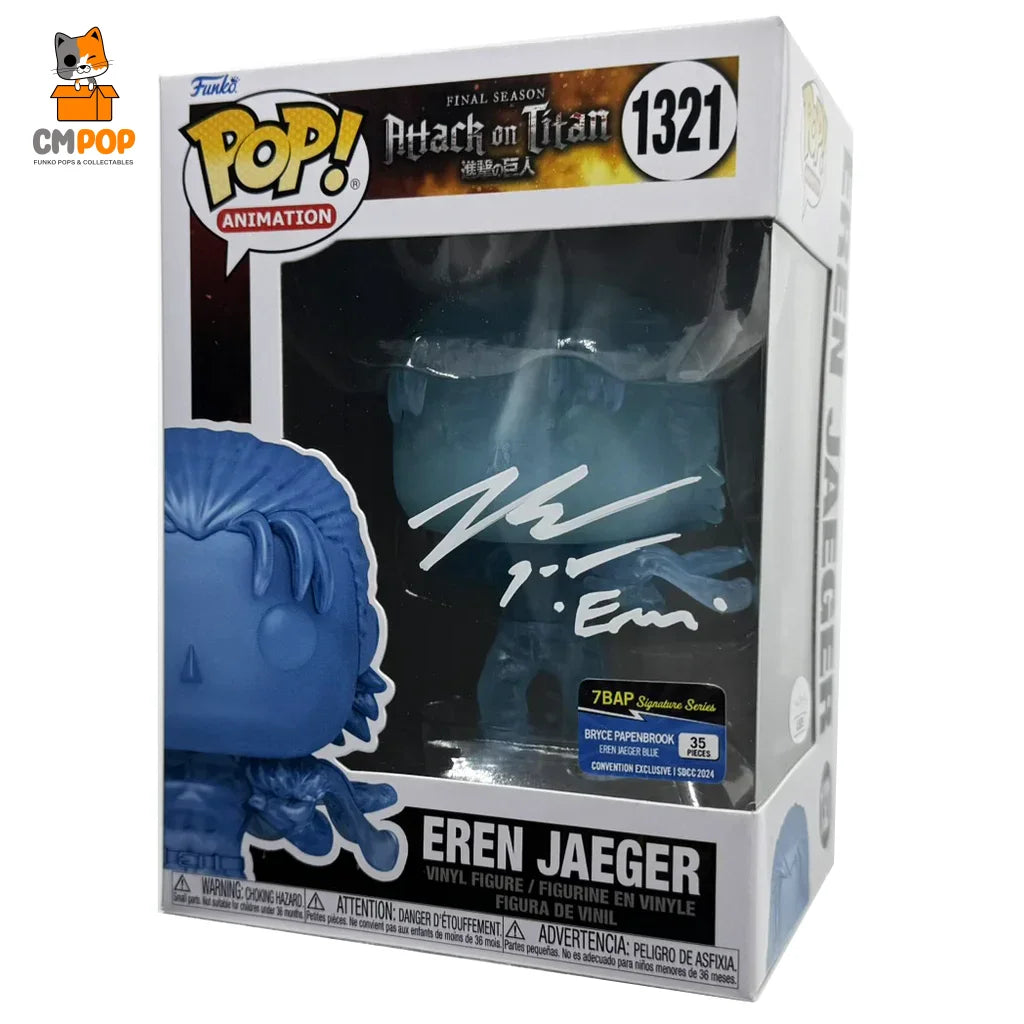 Eren Jaeger (Eren Pop Blue) #1321 - Funko Pop! Animation Attack On Titan Signed By (35 Pcs)