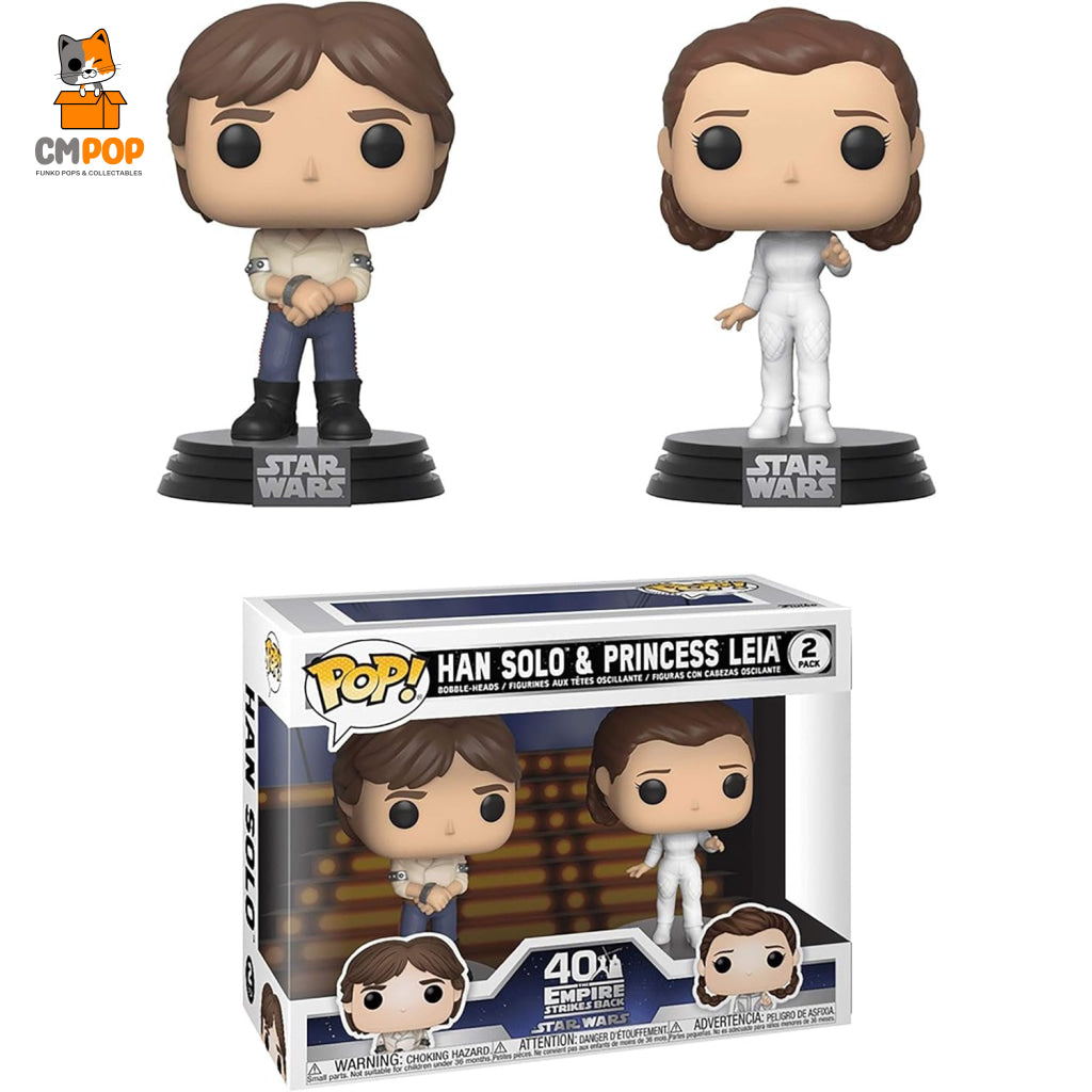 Han Solo & Princess Leia - 2 Pack Funko Pop! Star Wars 40 Anniversary The Empire Strikes Back Pop