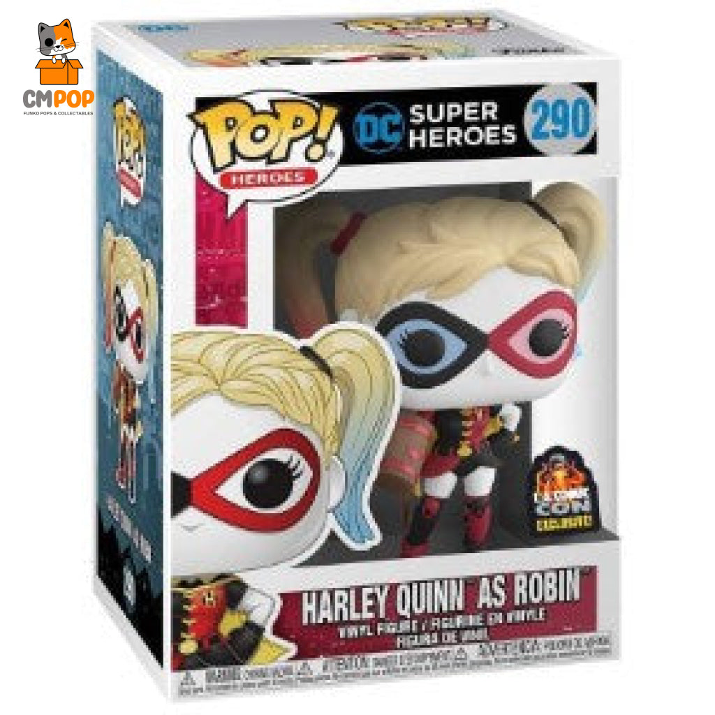 Harley Quinn As Robin - #290 Funko Pop! Dc Super Heroes 8/10 Condition Pop