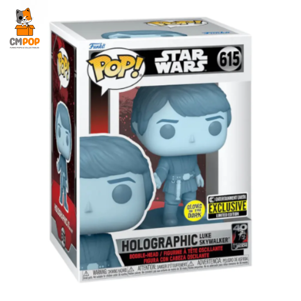 Holographic Luke - #615 Funko Pop! Star Wars Gitd Entertainment Earth Exclusive Pop