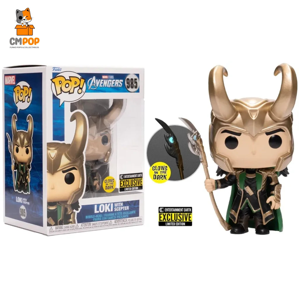 Loki With Scepter - #985 Funko Pop! Avengers -Marvel Gitd Entertainment Exclusive Pop