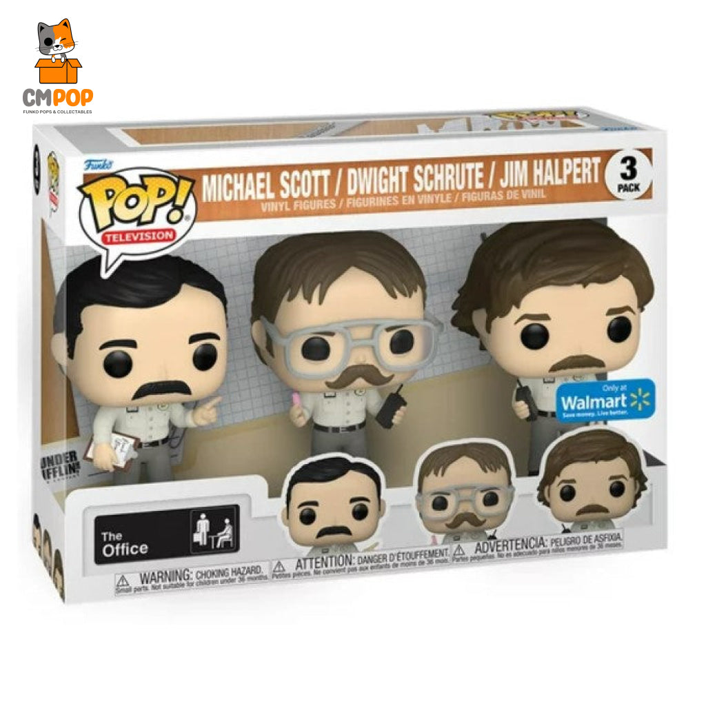 Michael Scott Dwight Shrute Jim Halpert - 3 Pack Funko Pop! The Office Walrmart Exclusive Pop