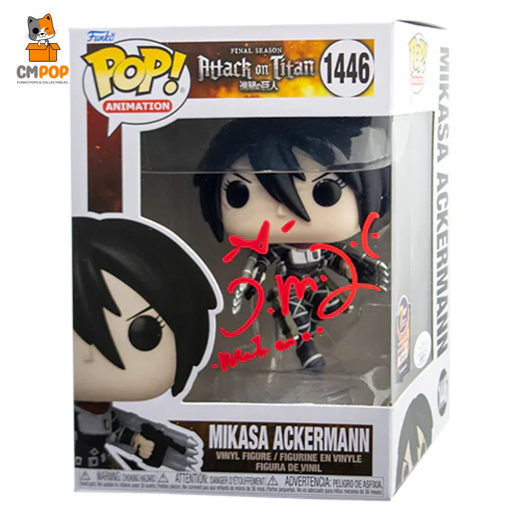 Mikasa Ackerman - #144 Funko Pop! Animation Attack On Titan Signed By Trina Nishimura (Pcs)