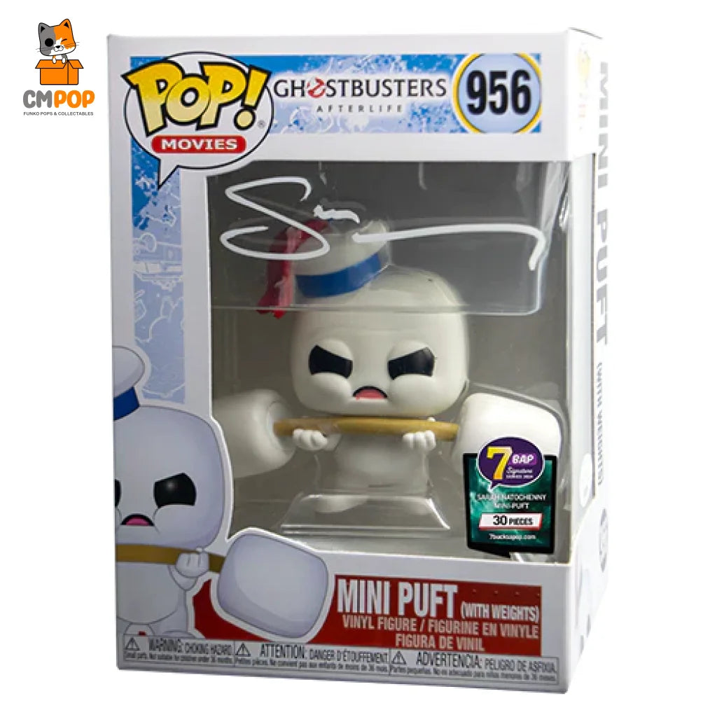 Mini Puft (With Weights) - #956 Funko Pop! Movies Ghostbusters Afterlife Signed By Sarah Natochenny