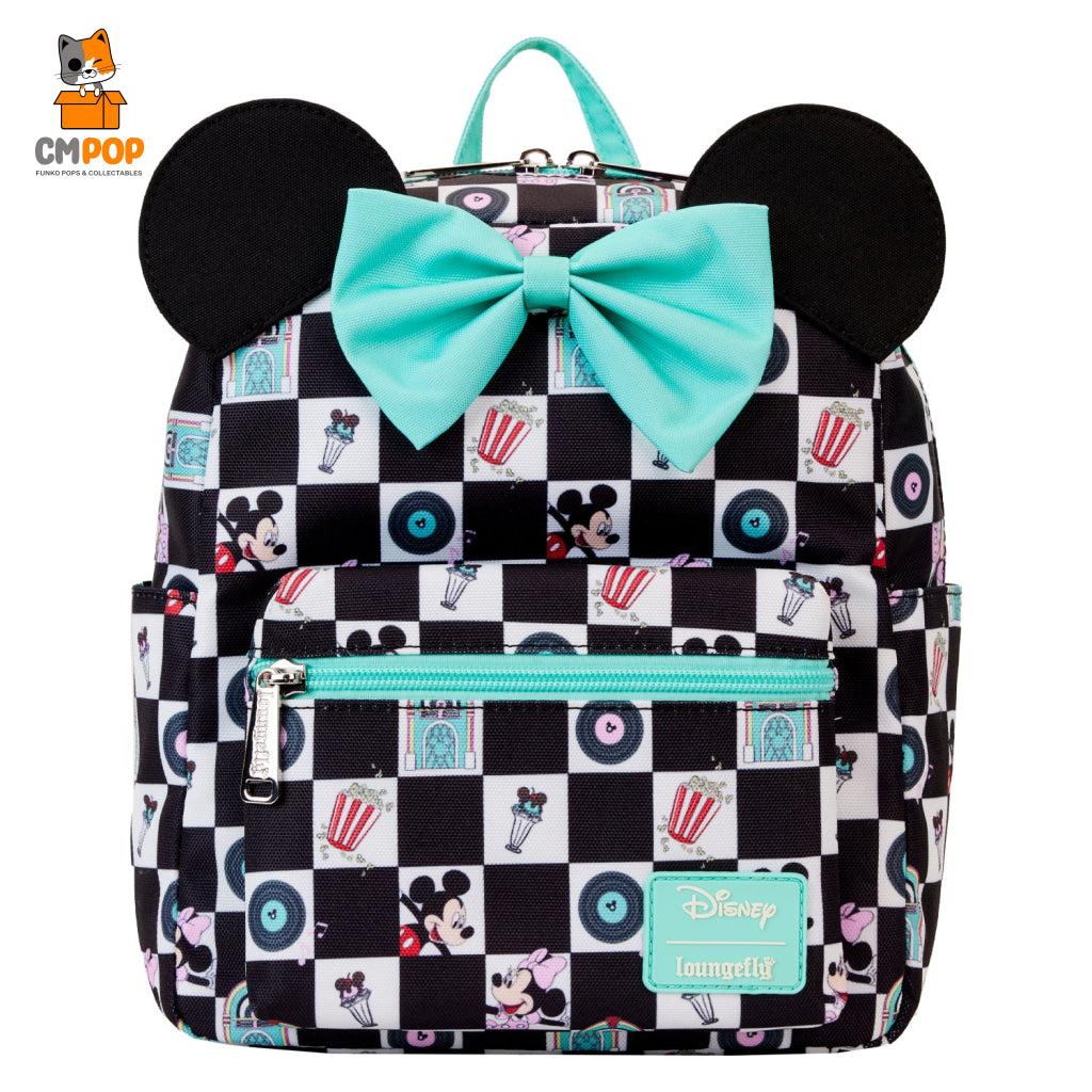 Minnie And Mickey Date Night Drive-In Diner Aop Nylon - Disney Loungefly Backpack