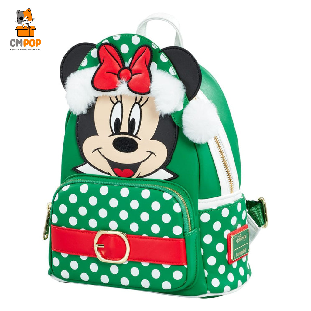 Minnie Mouse Black Polka Dot Christmas Mini Backpack - Loungefly