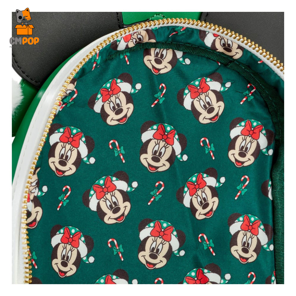 Minnie Mouse Black Polka Dot Christmas Mini Backpack - Loungefly