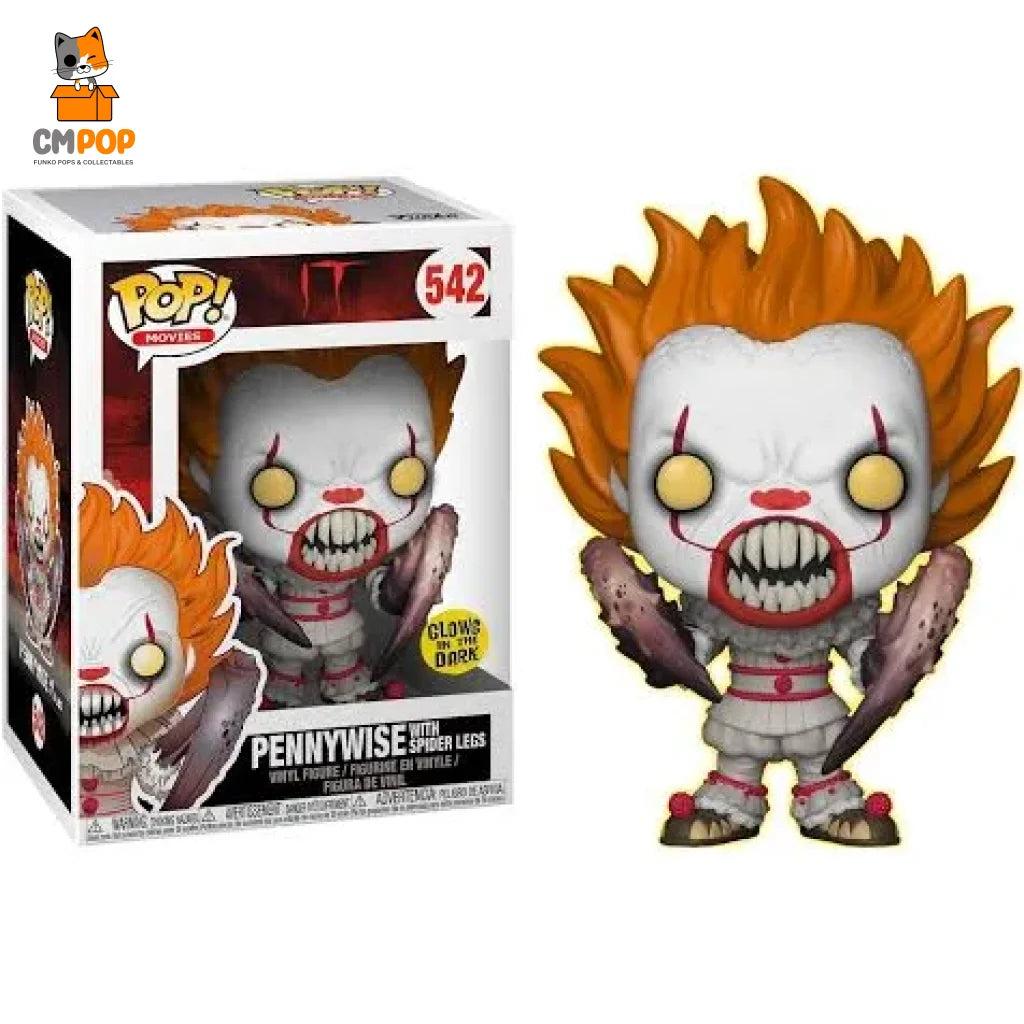 Pennywise With Spider Legs - #542 Funko Pop! It Horror Glows In The Dark Pop