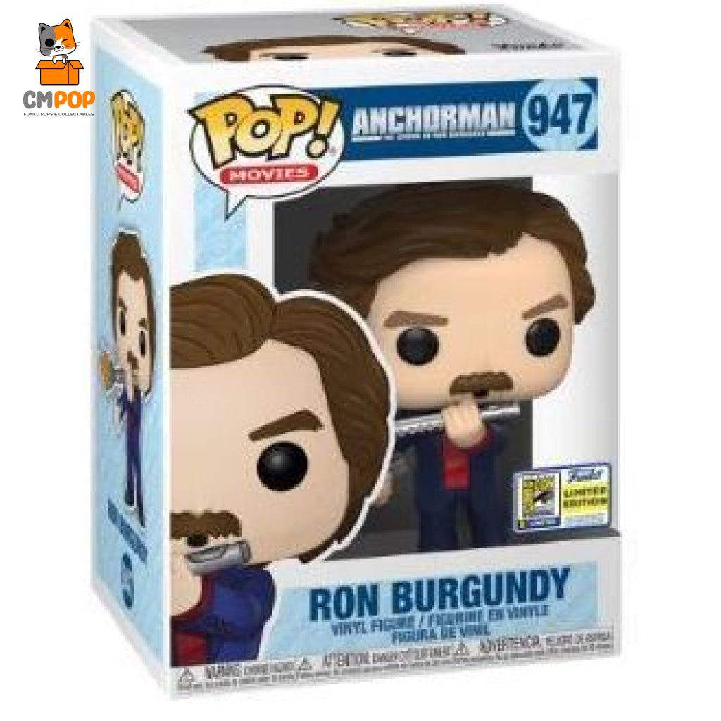 Ron Burgundy - #947 Funko Pop! Anchorman Sdcc Con Sticker Exclusive 9/10 Condition Pop