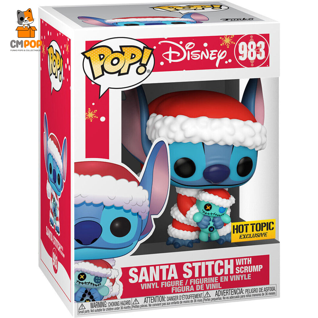 Santa Stitch With Scrump - #983 Funko Pop! Disney Lilo And Hot Topic Exclusive Pop