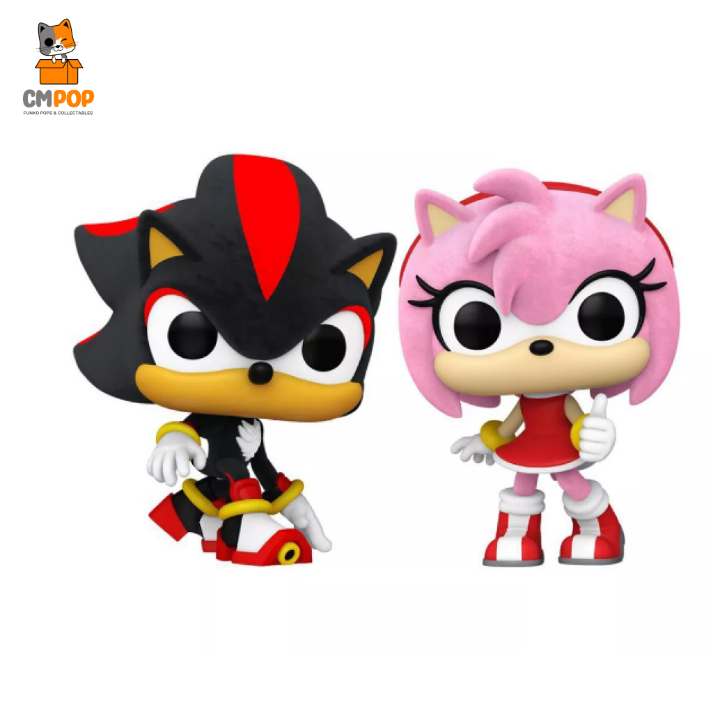 Shadow & Amy 2 Pk - Funko Pop! Sonic The Hedgehog Flocked Target Con 2024 Limited Edition Exclusive