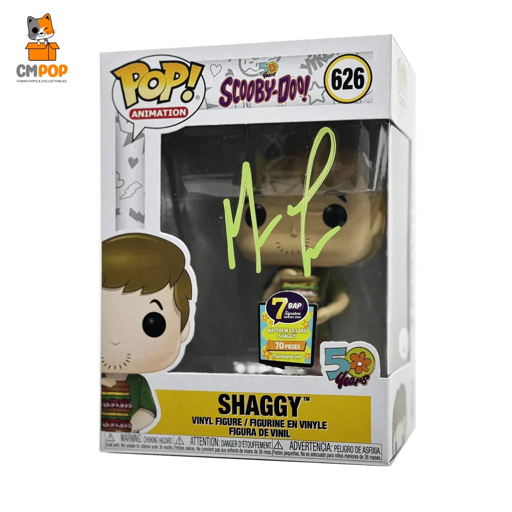 Shaggy - #626 Funko Pop! Animation Scooby-Doo! Signed By Matthew Lillard (70 Pcs) Certified Pop