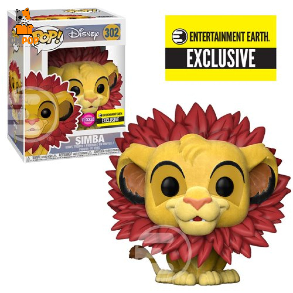 Simba - #302 Funko Pop! Disney The Lion King Flocked Entertainment Earth Exclusive Pop