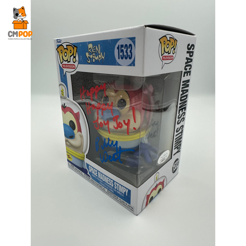 Space Madness Stimpy - #1533 Funko Pop! Television Ren Signed By Billy West Certified Pop