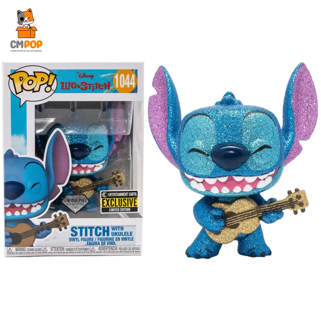 Stitch With Ukulele - #1044 Funko Pop! Disney Diamond Collection Entertainment Earth Exclusive Pop