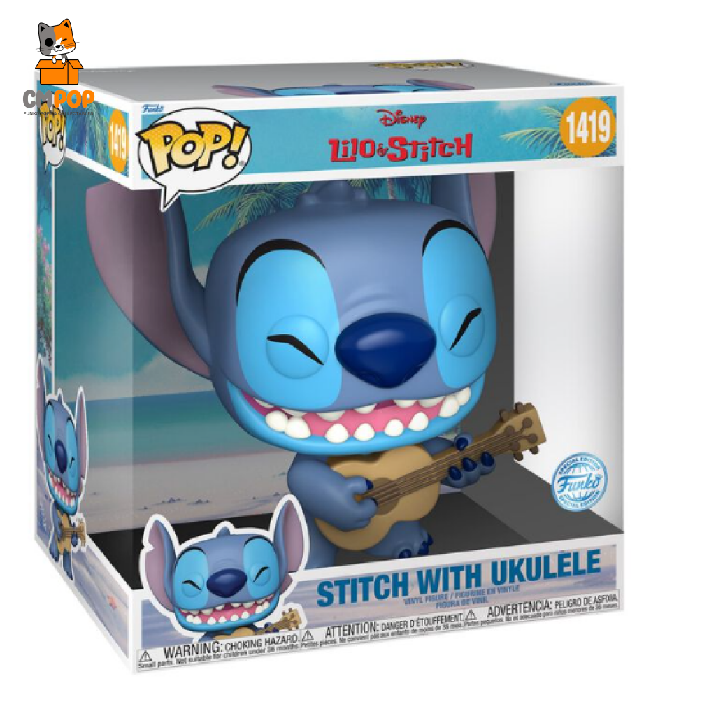 Stitch With Ukulele - #1419 Funko Pop! Jumbo 10 Inch - Disney Pop