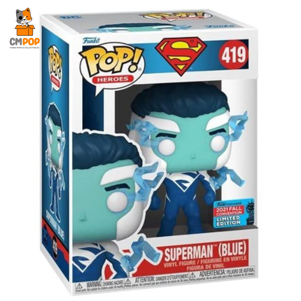Superman (Blue) - #419 Funko Pop! 8.5/10 Condition 2021 Nycc Exclusive Pop