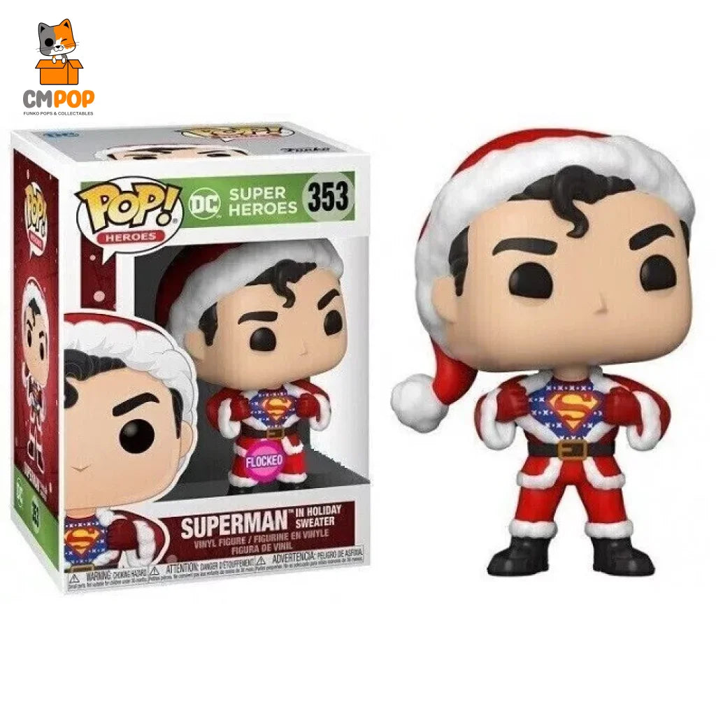 Superman In Holiday Sweater - #353 Funko Pop! Heroes Super Flocked Special Edition Pop