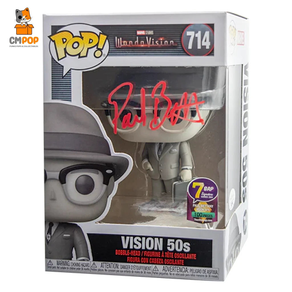 Vision - #714 Funko Pop! Marvel Wanda Signed By Paul Bettany (100 Pcs) Certified Pop