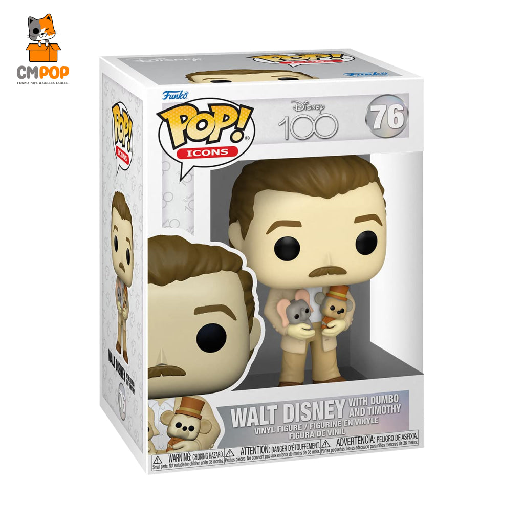 Walt Disney With Dumbo & Timothy - #76 Funko Pop! Icons Pop