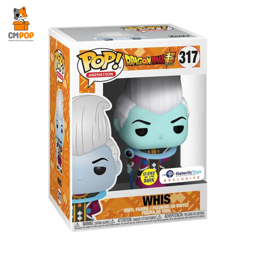 Whis - #317 Funko Pop! Animation Dragon Ball Glows In The Dark Galactic Toys Exclusive